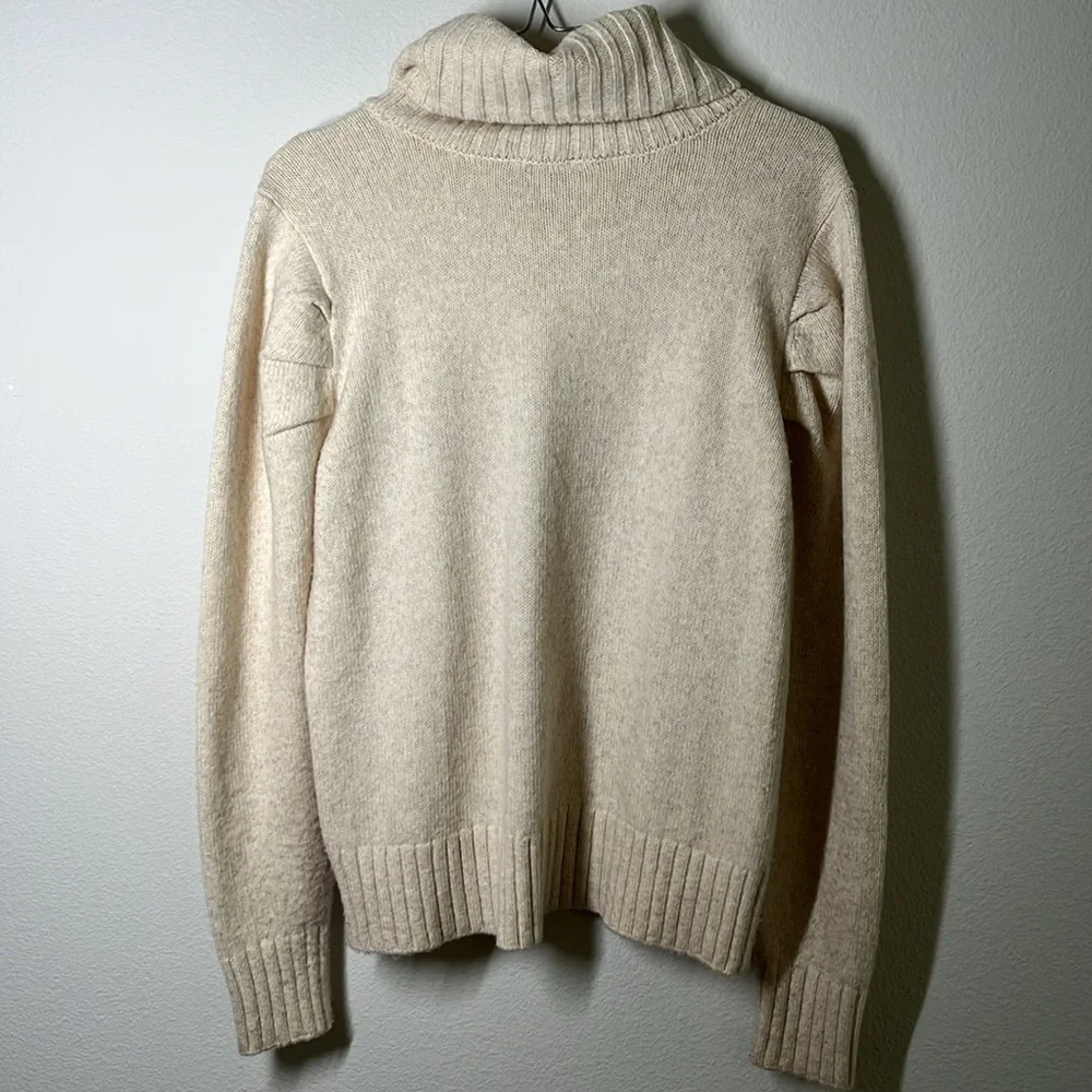 Cabi Cream Turtleneck Sweater Puff Sleeve Detail Size M